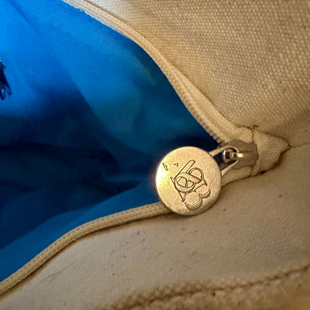 America & Beyond Canvas Tote Bag Pom Poms Bucket Style Purse Beach Boho - Picture 6 of 7